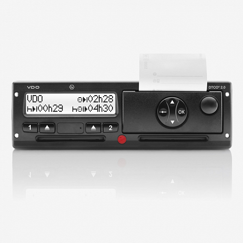 Тахограф VDO DTCO® 1381 — цифровое устройство для регистрации скорости, маршрута, времени работы и отдыха водителей, оснащенное встроенным принтером, дисплеем и поддерживающее стандарты ЕСТР.