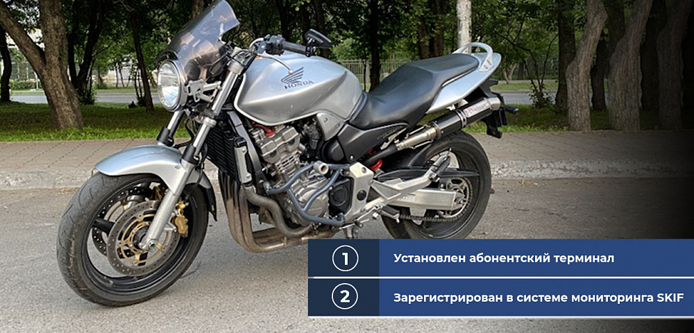 Установка терминала Galileosky Base Block на мотоцикл Honda Hornet 900 для защиты и мониторинга.